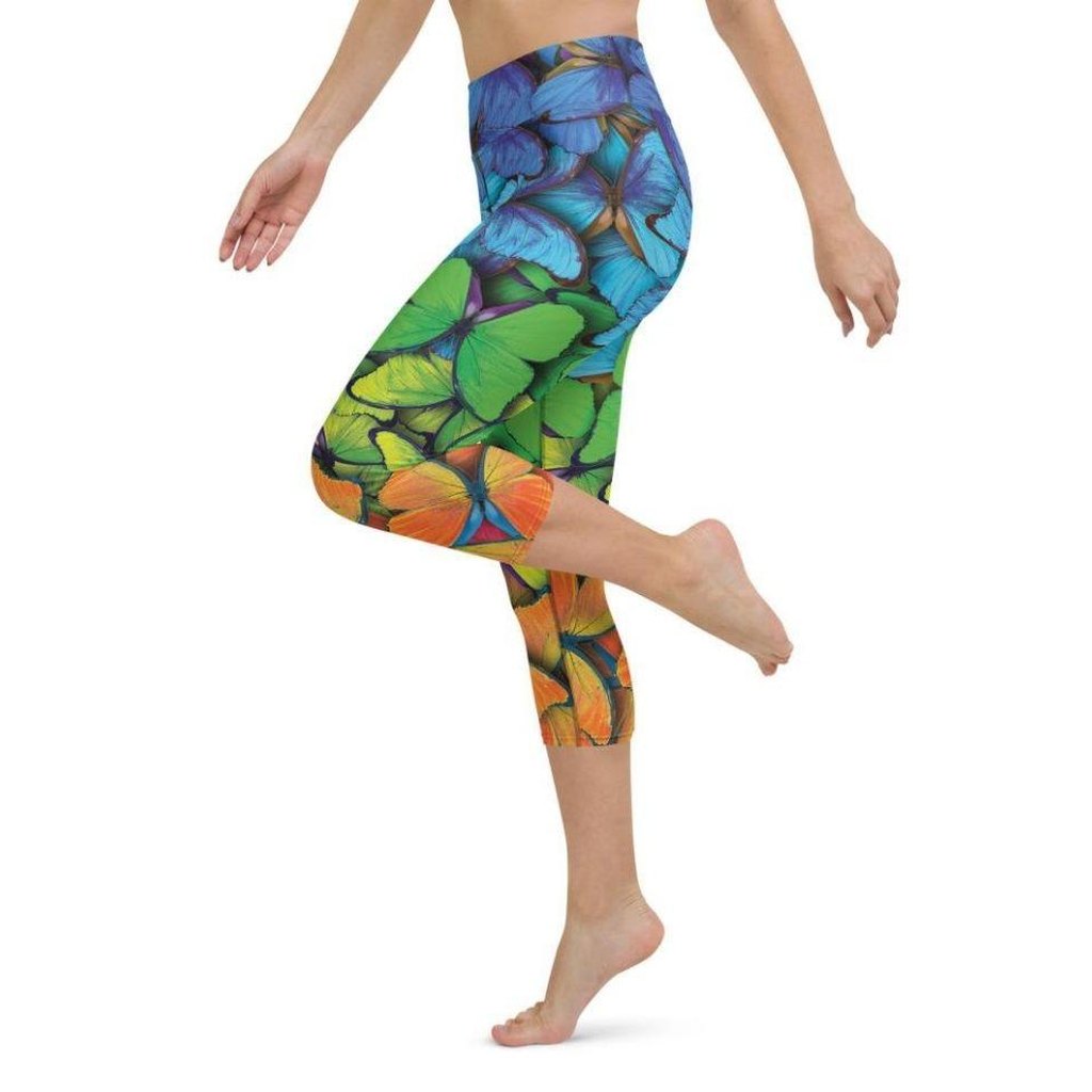 Colorful Butterflies Yoga Capris