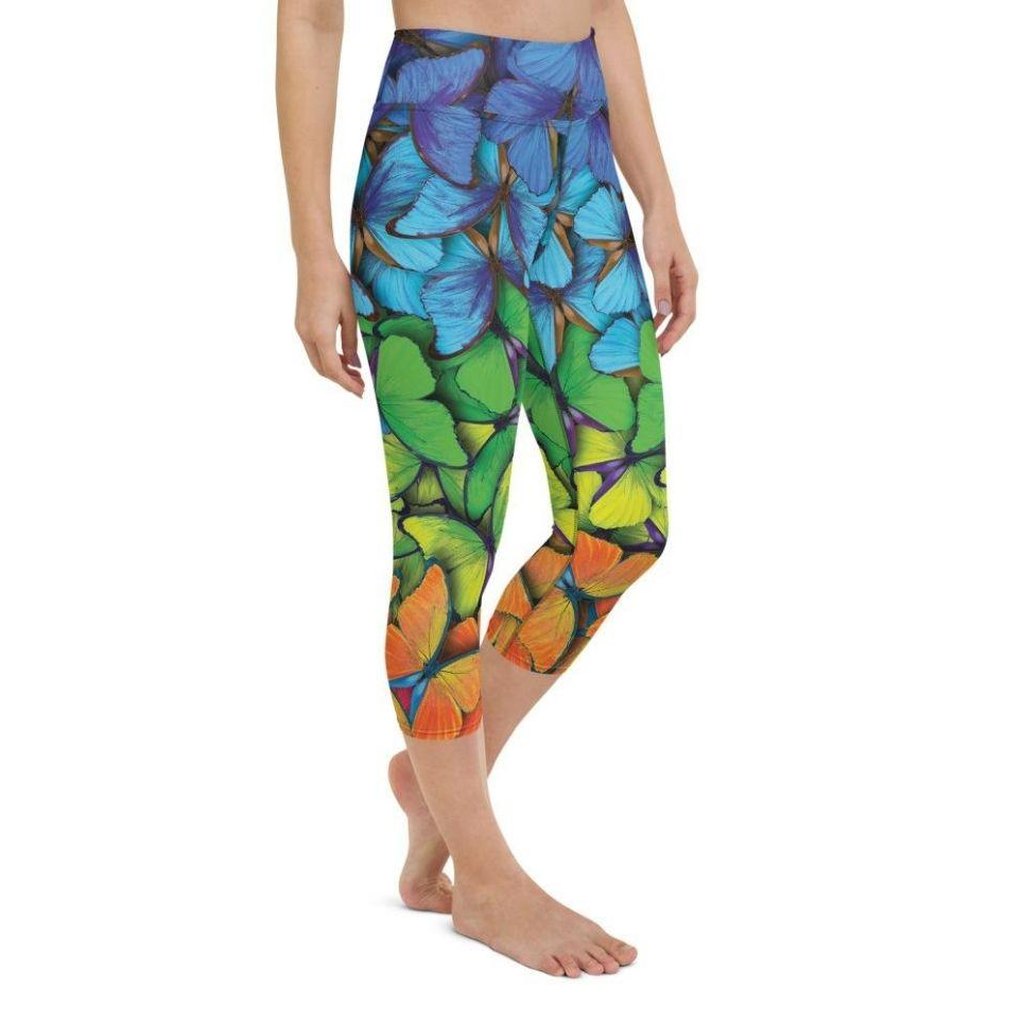 Colorful Butterflies Yoga Capris