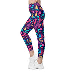 Colorful Christmas Crossover Leggings With Pockets