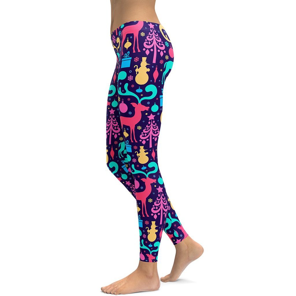 Colorful Christmas Leggings - FiercePulse - Premium Workout Leggings - Yoga Pants