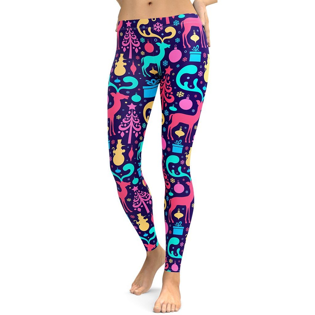 Colorful Christmas Leggings - FiercePulse - Premium Workout Leggings - Yoga Pants
