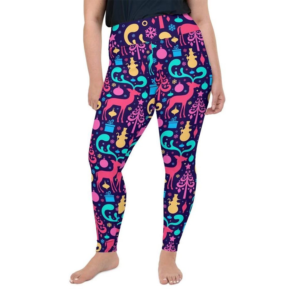 Colorful Christmas Plus Size Leggings - FiercePulse - Premium Workout Leggings - Yoga Pants