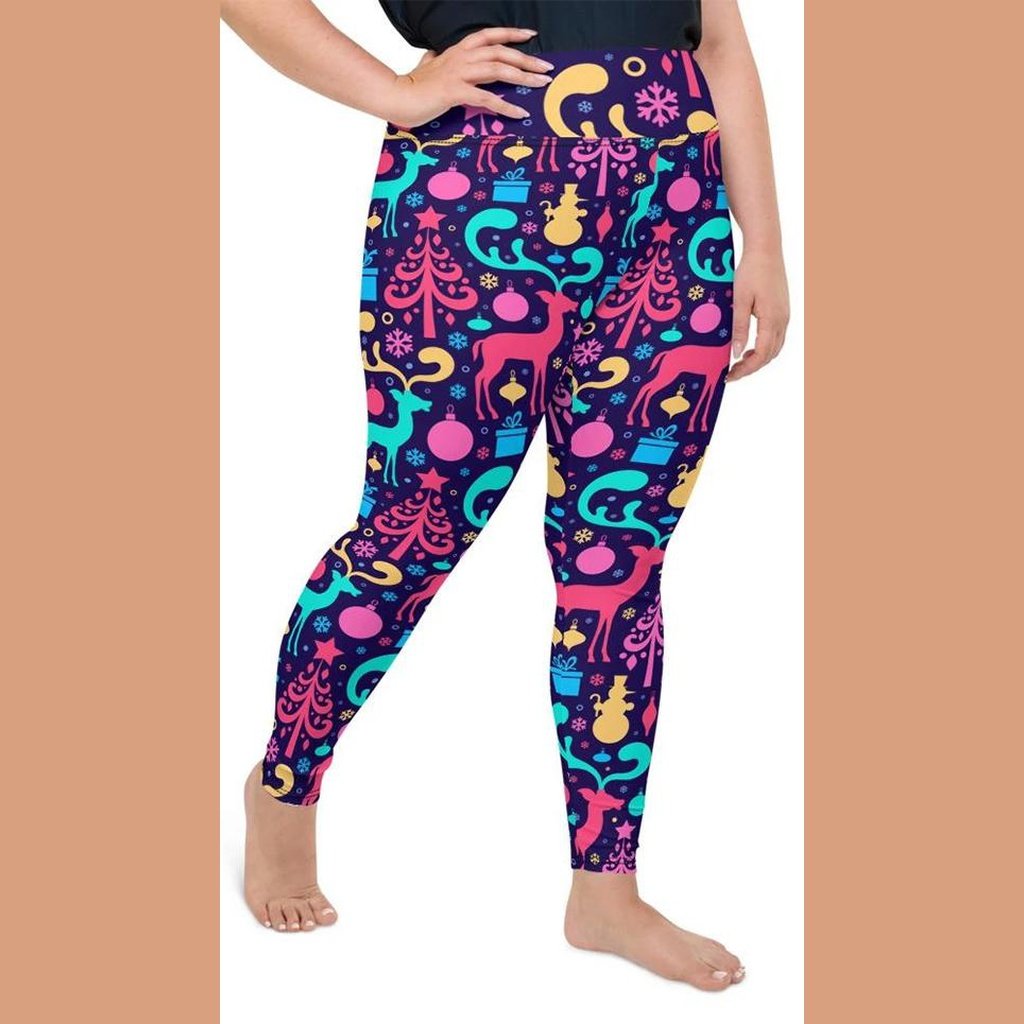 Colorful Christmas Plus Size Leggings - FiercePulse - Premium Workout Leggings - Yoga Pants