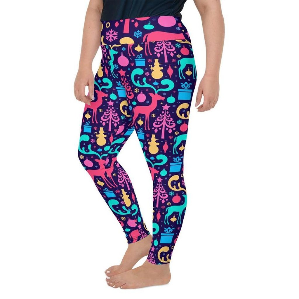 Colorful Christmas Plus Size Leggings - FiercePulse - Premium Workout Leggings - Yoga Pants