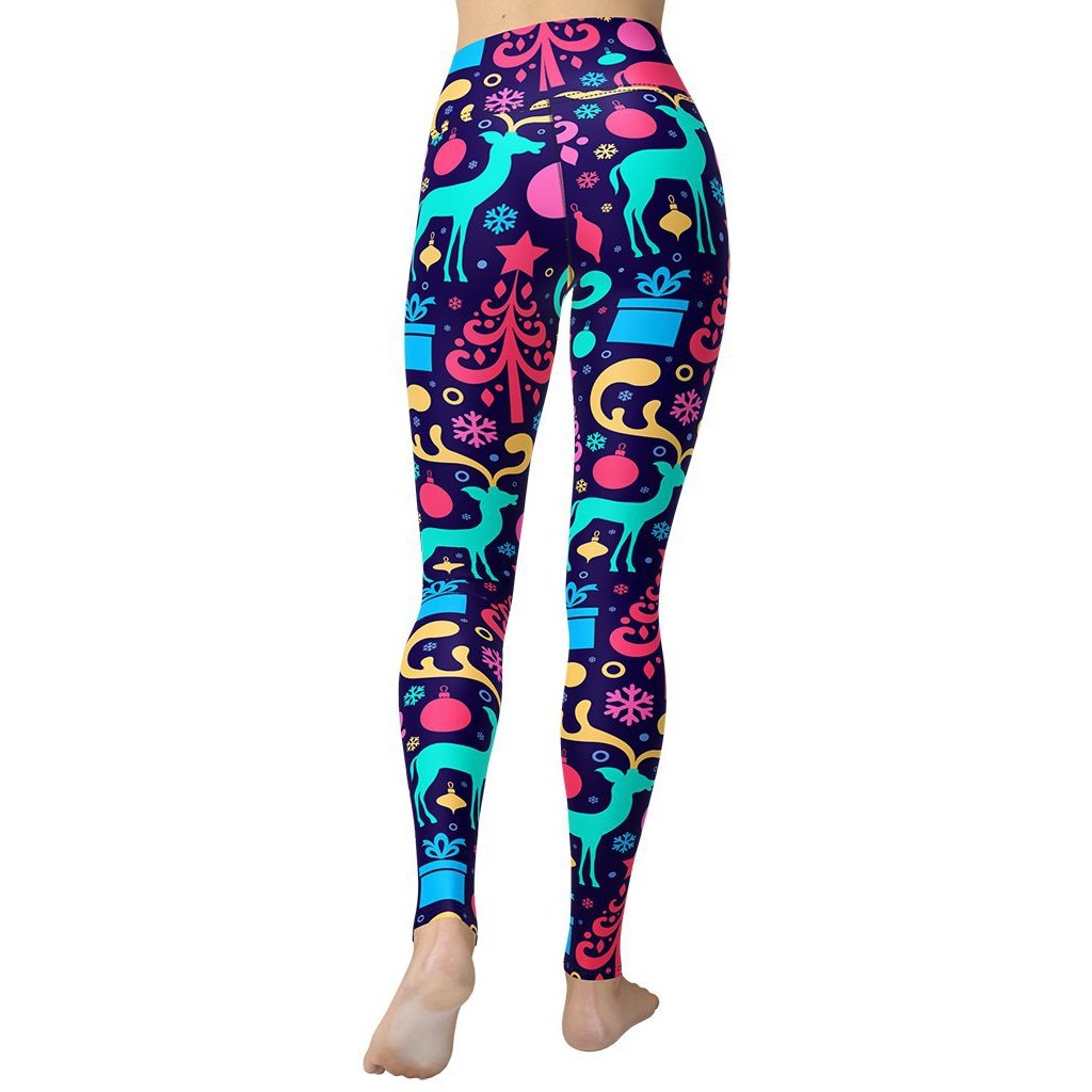 Colorful Christmas Yoga Leggings - FiercePulse - Premium Workout Leggings - Yoga Pants