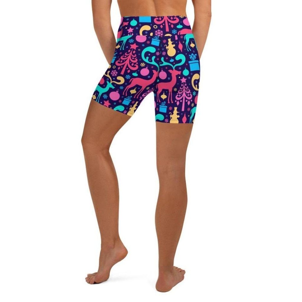 Colorful Christmas Yoga Shorts