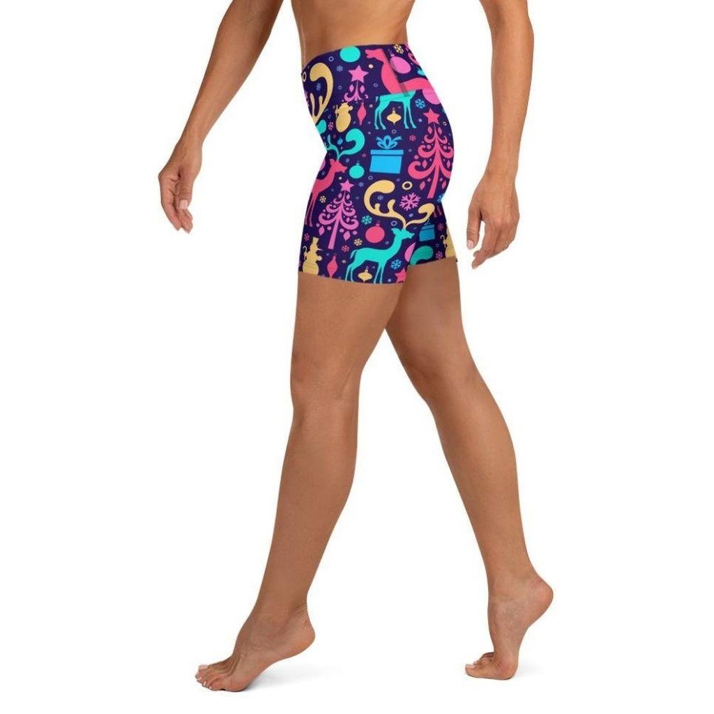 Colorful Christmas Yoga Shorts