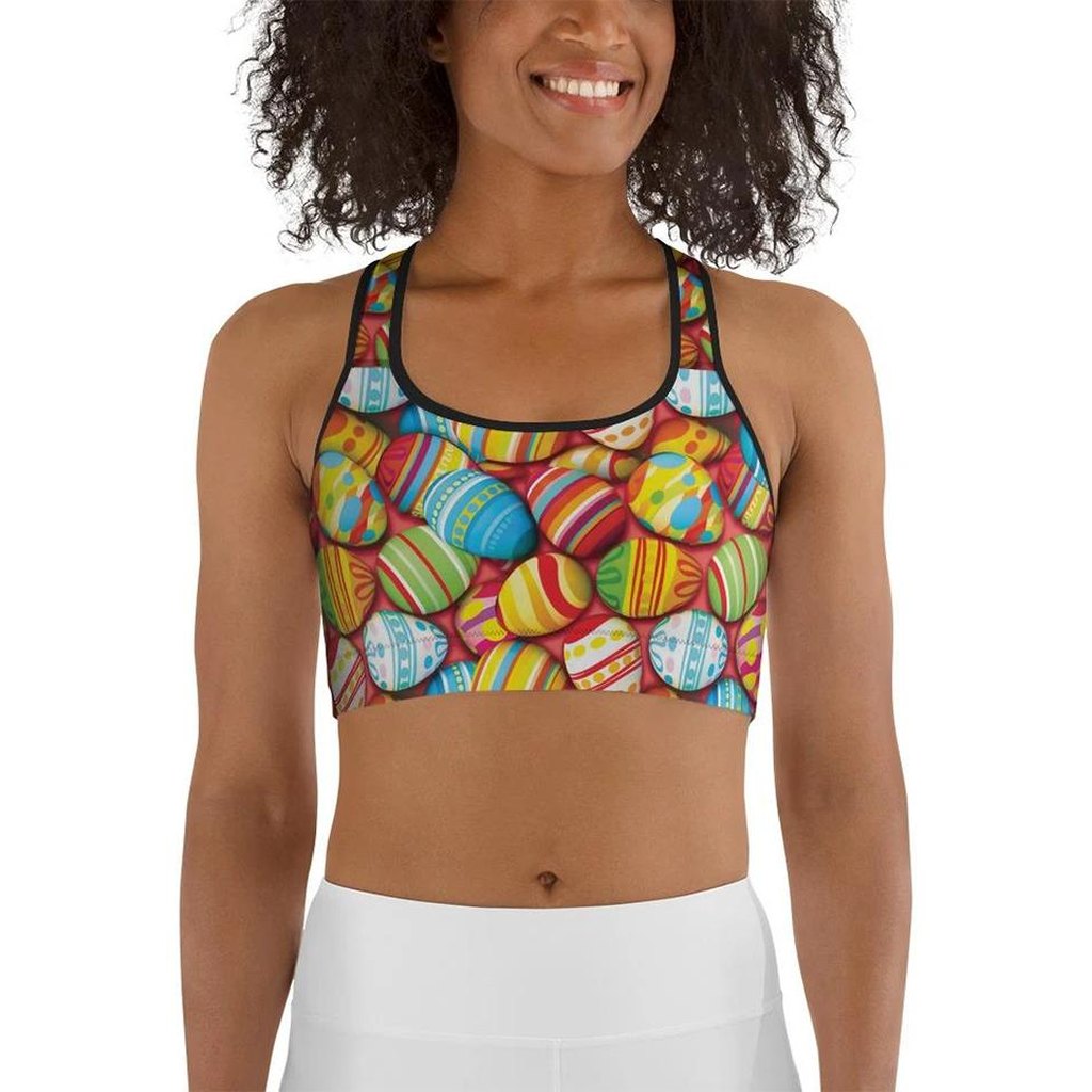Colorful Easter Eggs Sports Bra