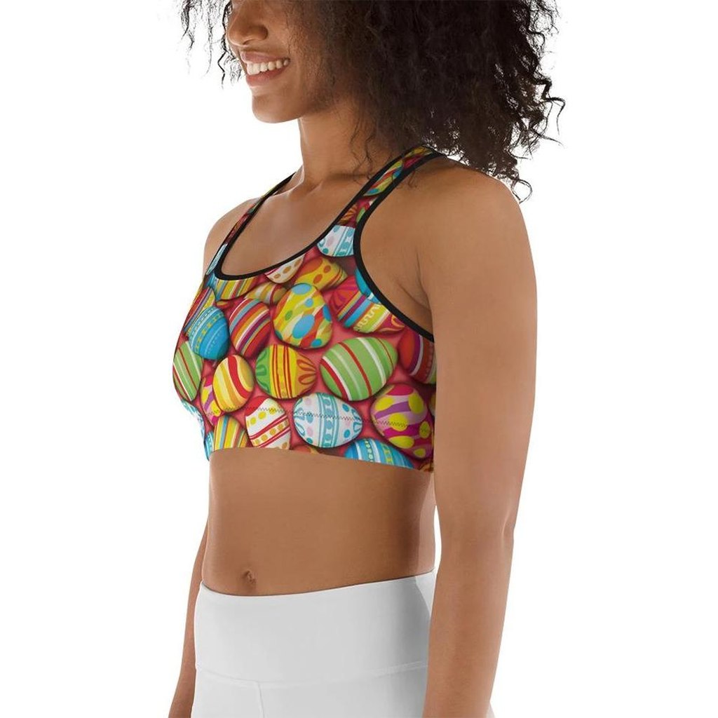 Colorful Easter Eggs Sports Bra