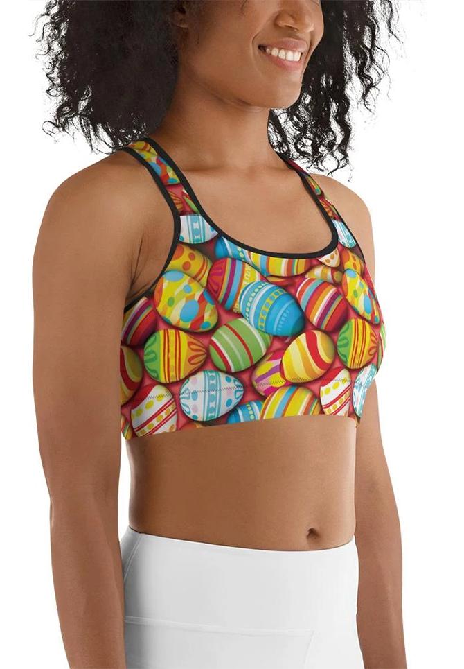 Colorful Easter Eggs Sports Bra