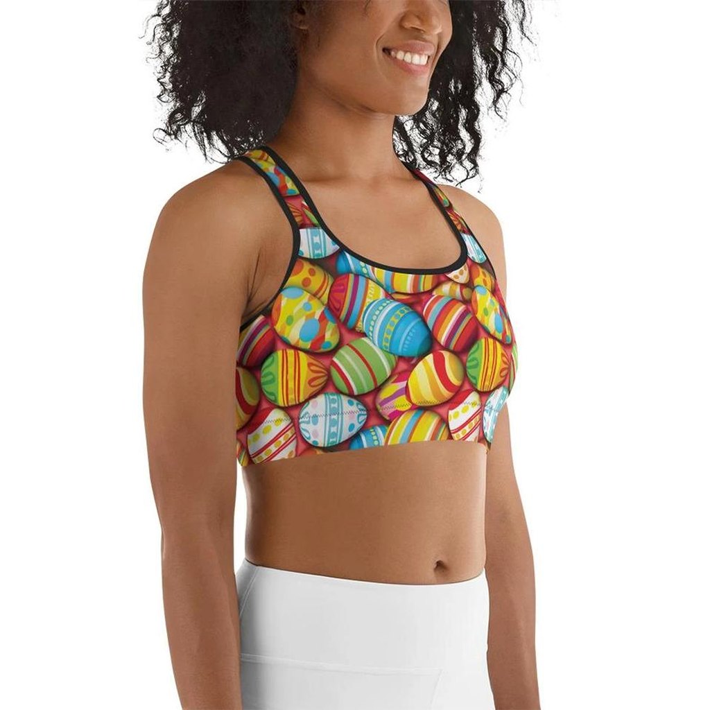 Colorful Easter Eggs Sports Bra