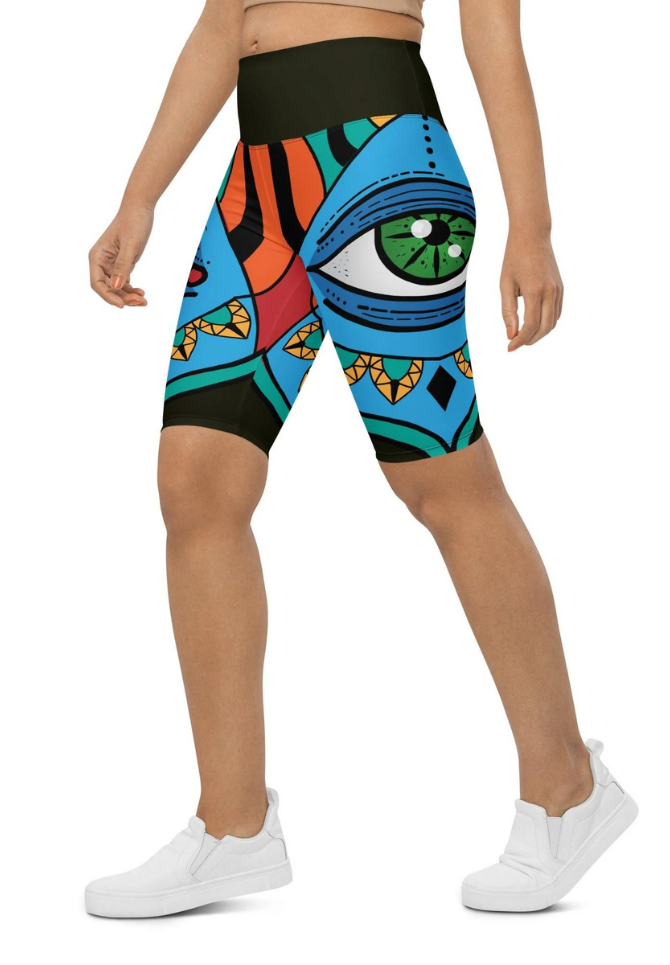 Colorful Eye Symbol Biker Shorts