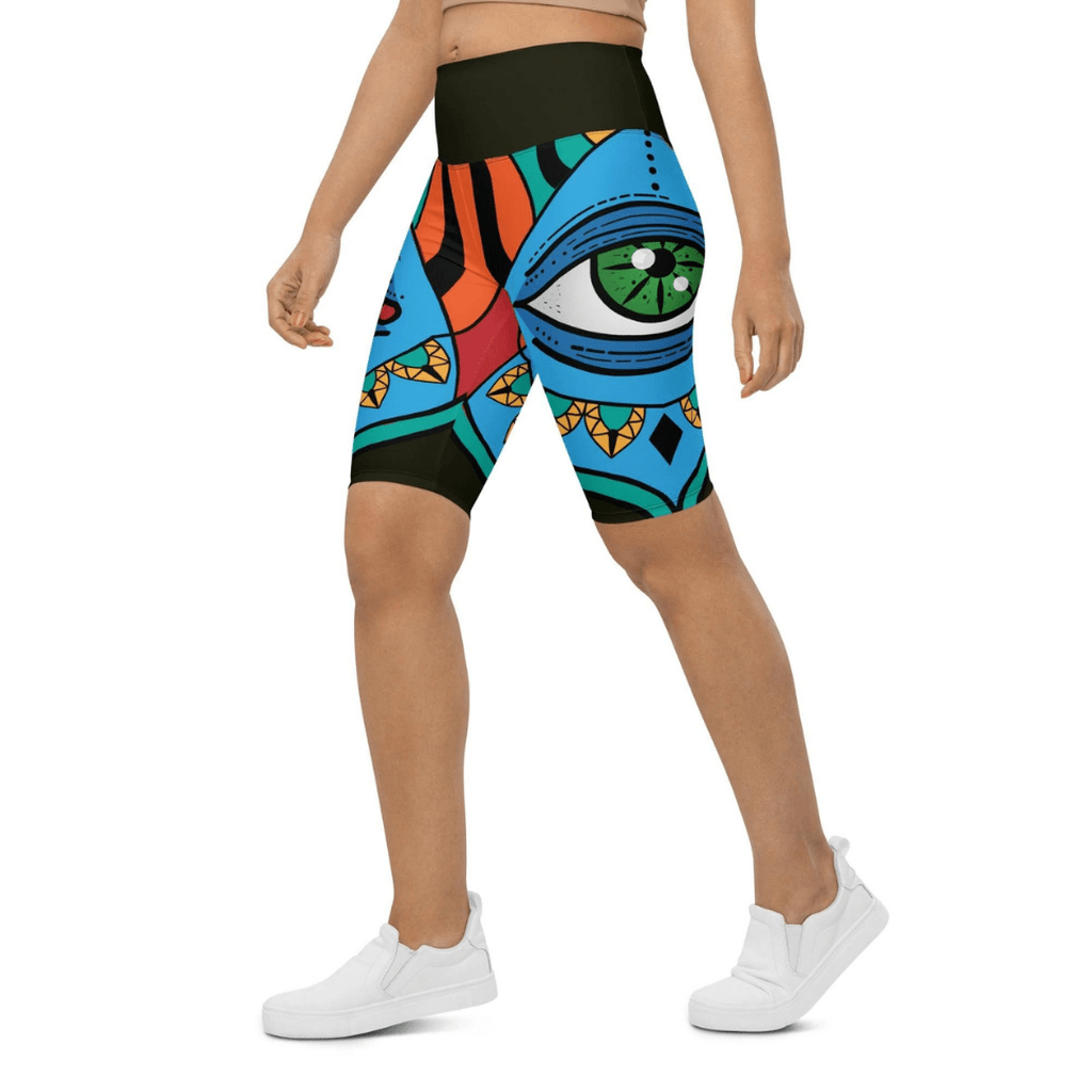 Colorful Eye Symbol Biker Shorts
