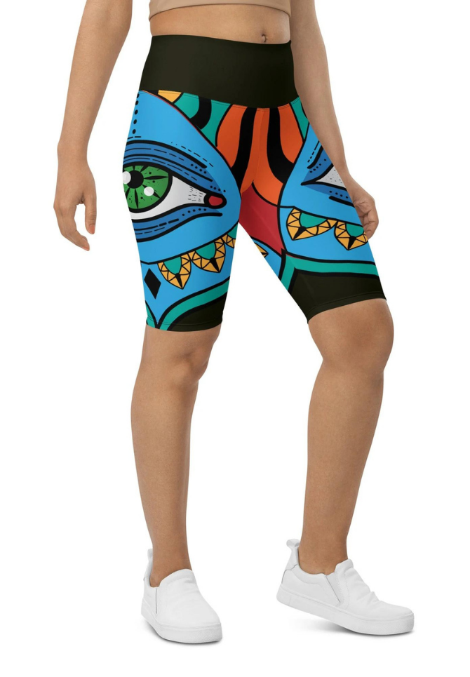 Colorful Eye Symbol Biker Shorts