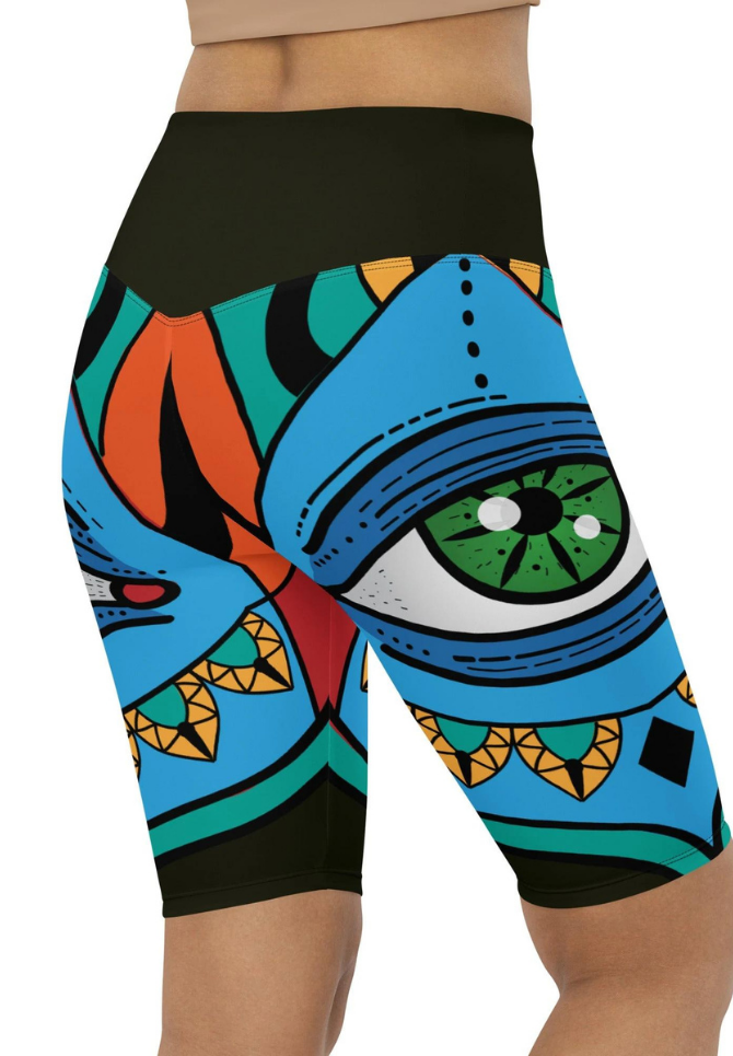 Colorful Eye Symbol Biker Shorts