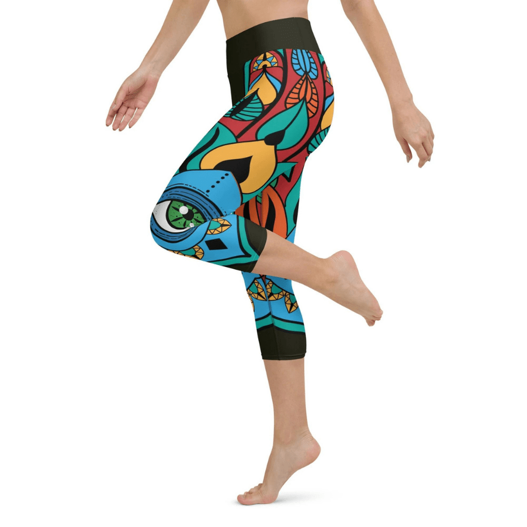Colorful Eye Symbol Yoga Capris