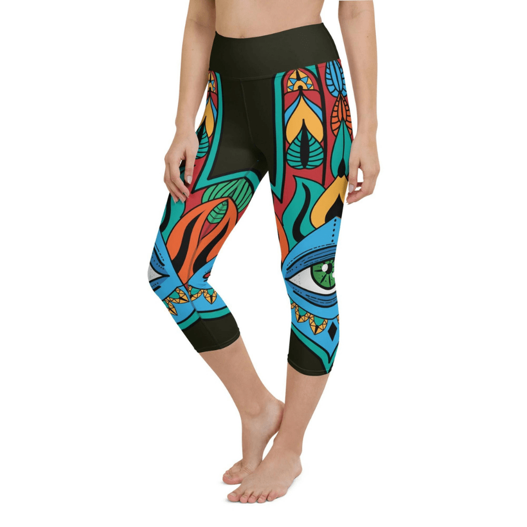 Colorful Eye Symbol Yoga Capris