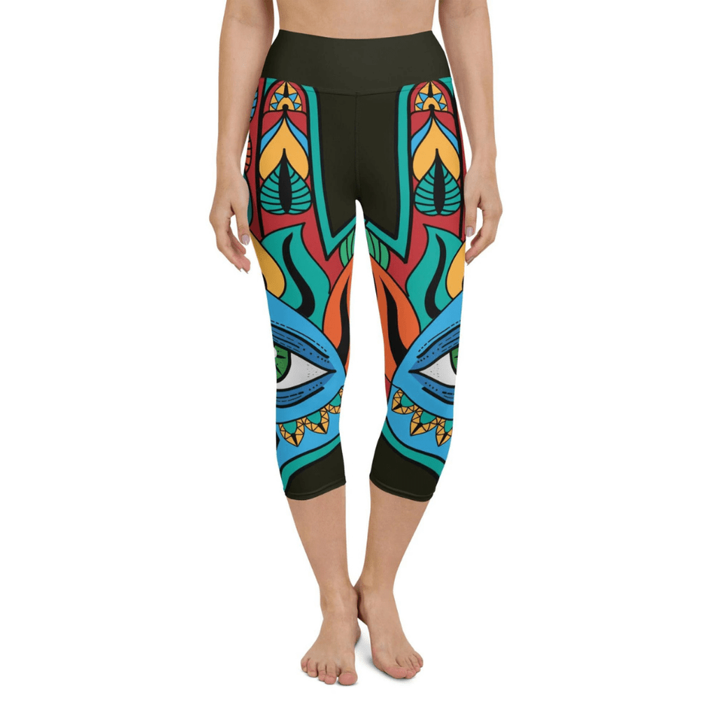 Colorful Eye Symbol Yoga Capris