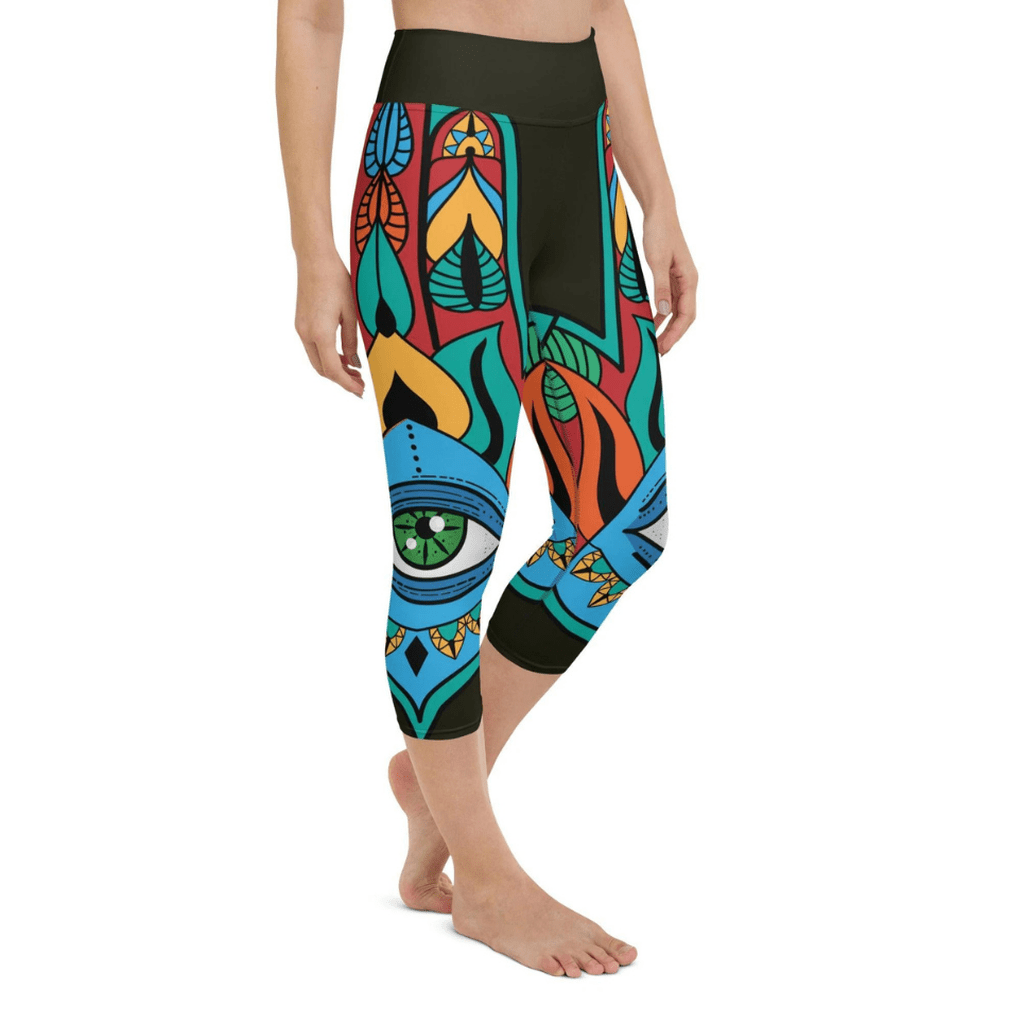 Colorful Eye Symbol Yoga Capris