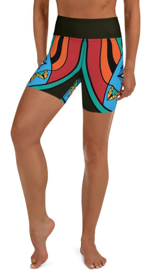 Colorful Eye Symbol Yoga Shorts