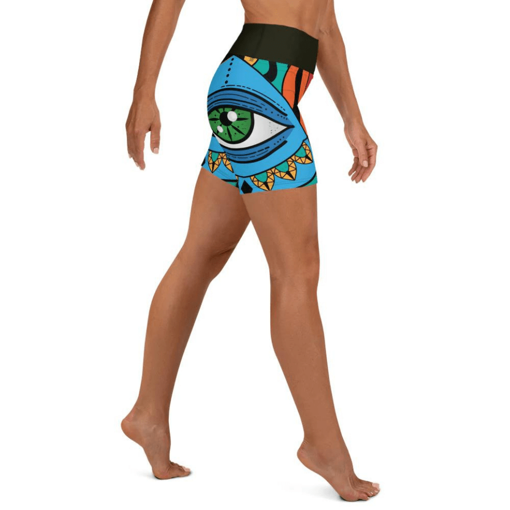 Colorful Eye Symbol Yoga Shorts