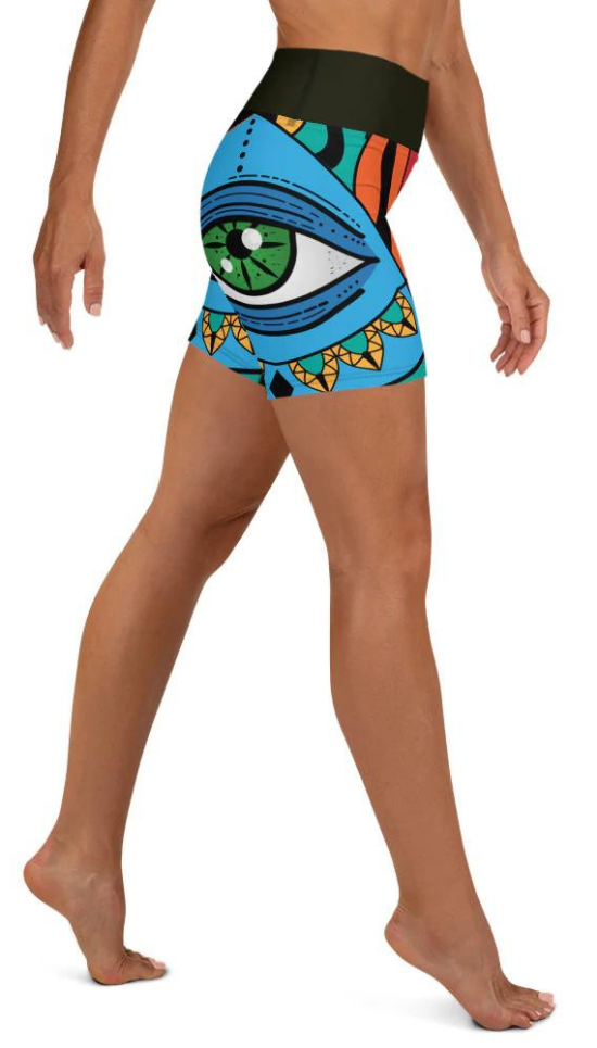 Colorful Eye Symbol Yoga Shorts