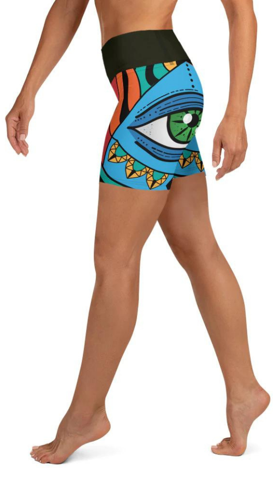 Colorful Eye Symbol Yoga Shorts