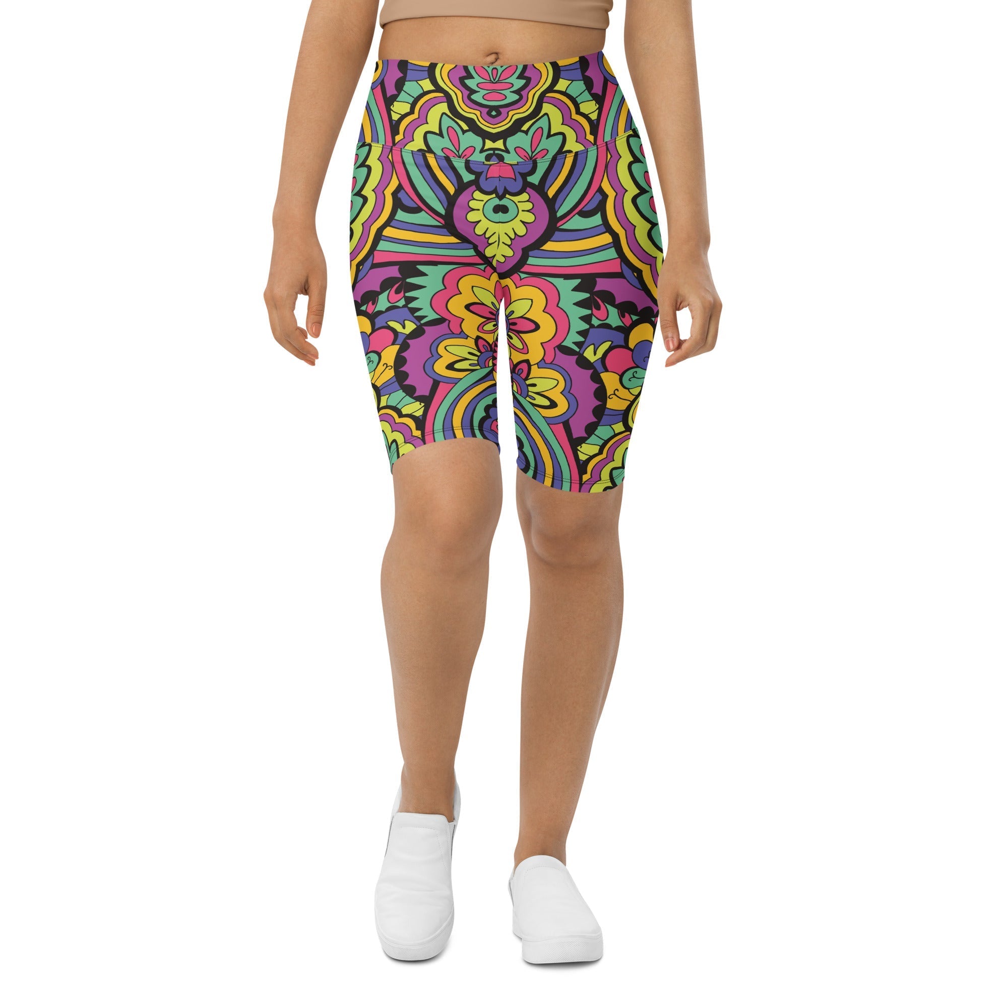 Colorful Fun Pattern Biker Shorts