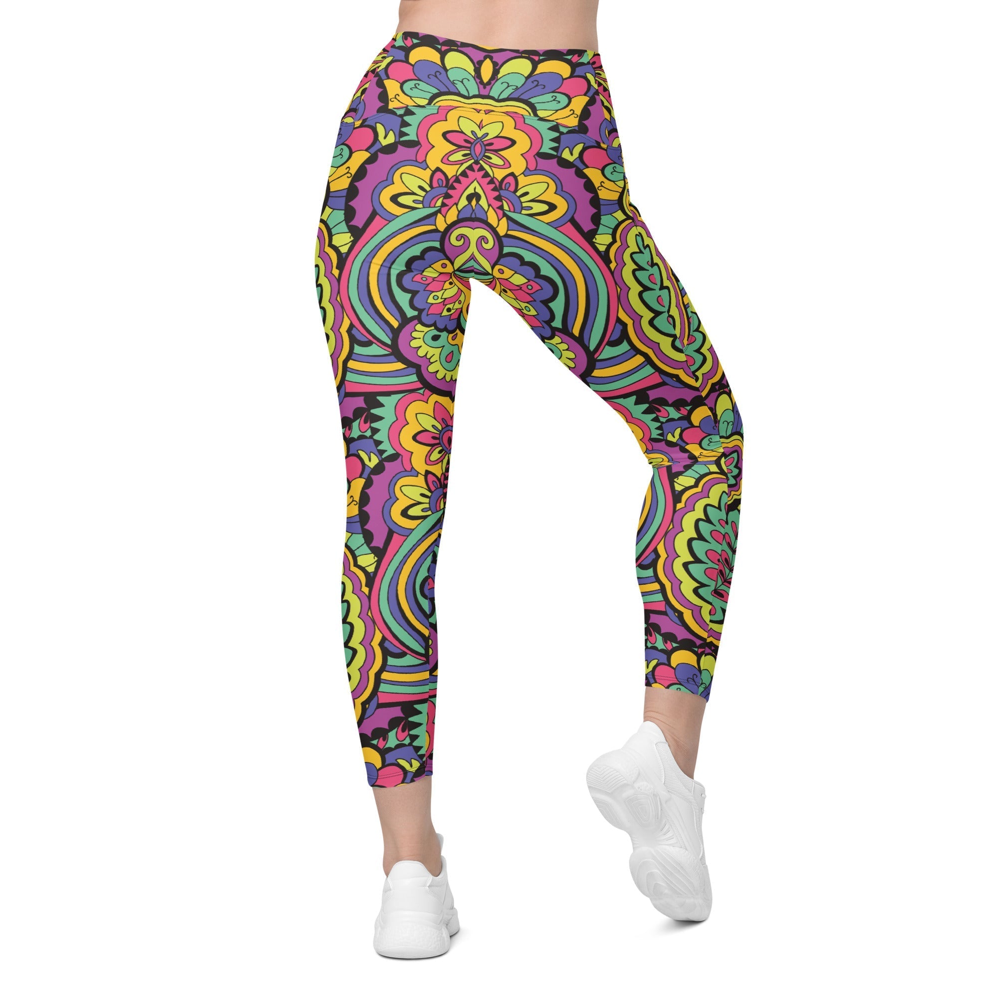Colorful Fun Pattern Leggings With Pockets