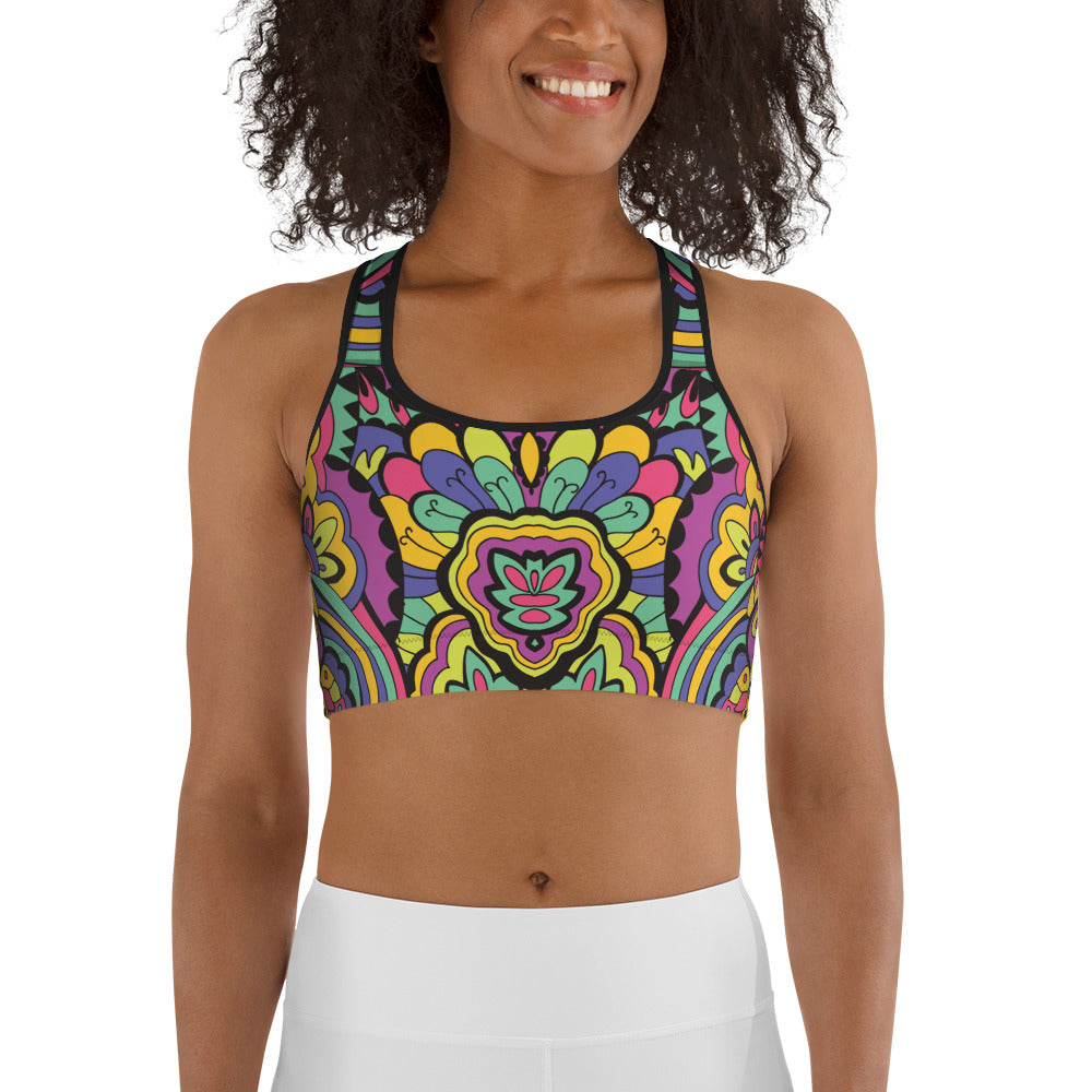 Colorful Fun Pattern Sports Bra