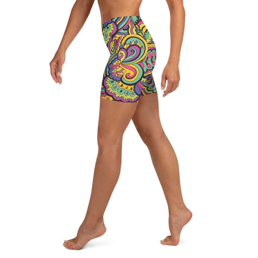 Colorful Fun Pattern Yoga Shorts