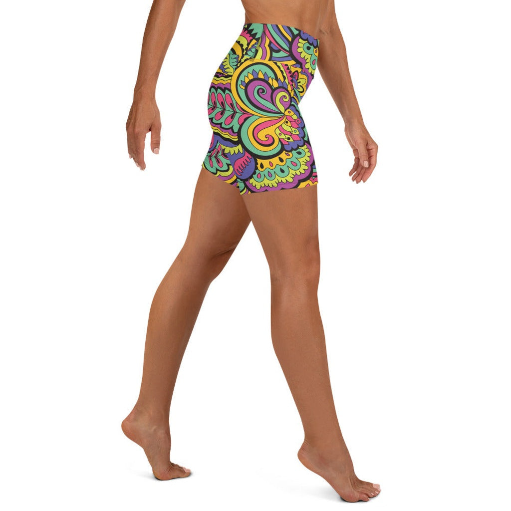 Colorful Fun Pattern Yoga Shorts