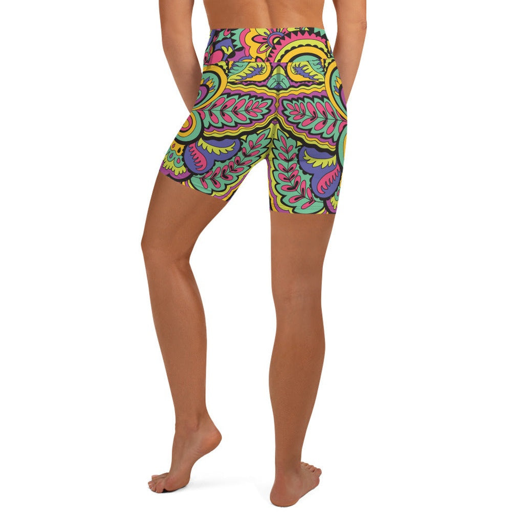 Colorful Fun Pattern Yoga Shorts