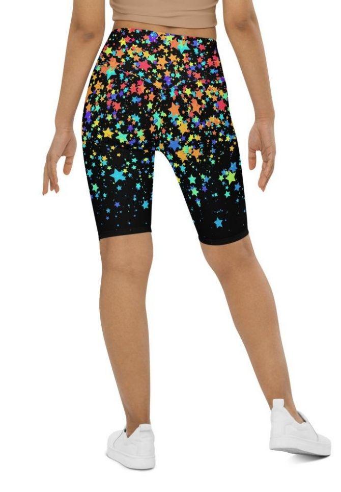 Colorful Gradient Stars Biker Shorts