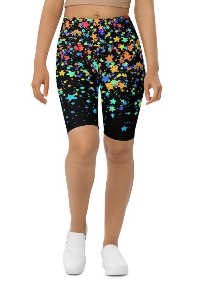 Colorful Gradient Stars Biker Shorts