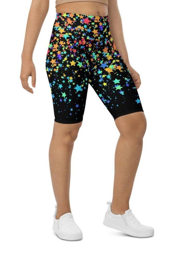 Colorful Gradient Stars Biker Shorts