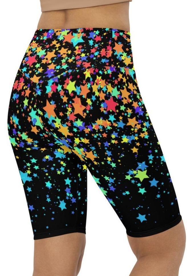 Colorful Gradient Stars Biker Shorts
