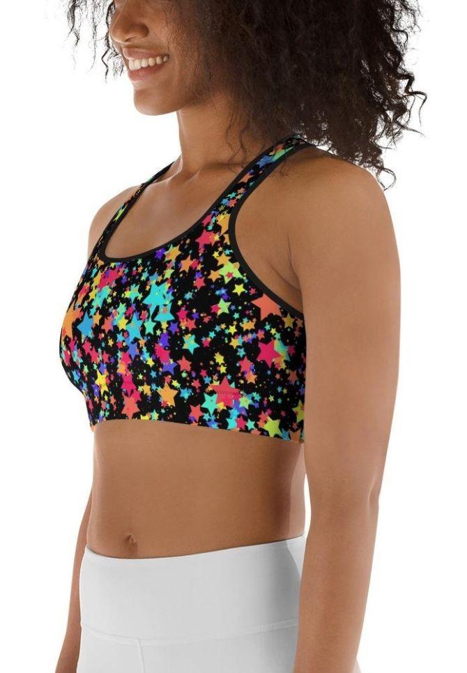 Colorful Gradient Stars Sports Bra