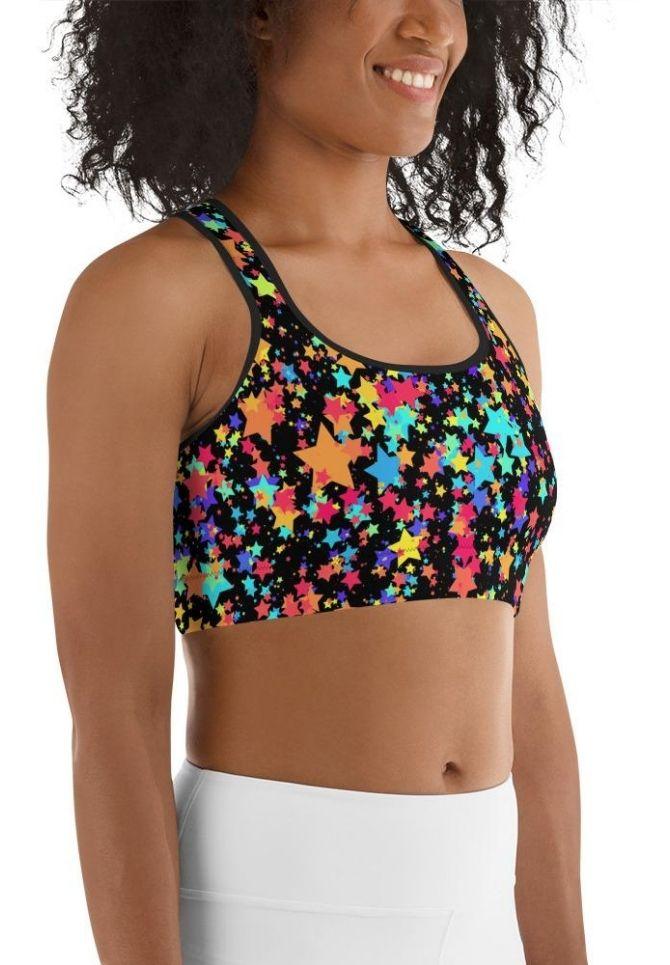 Colorful Gradient Stars Sports Bra