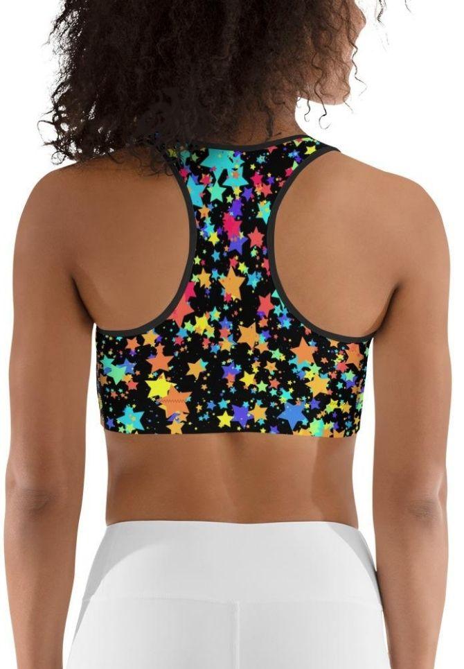 Colorful Gradient Stars Sports Bra