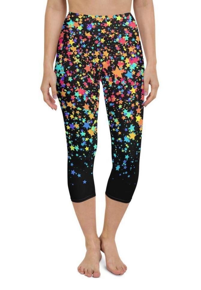 Colorful Gradient Stars Yoga Capris
