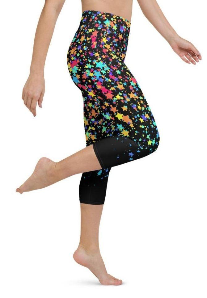 Colorful Gradient Stars Yoga Capris