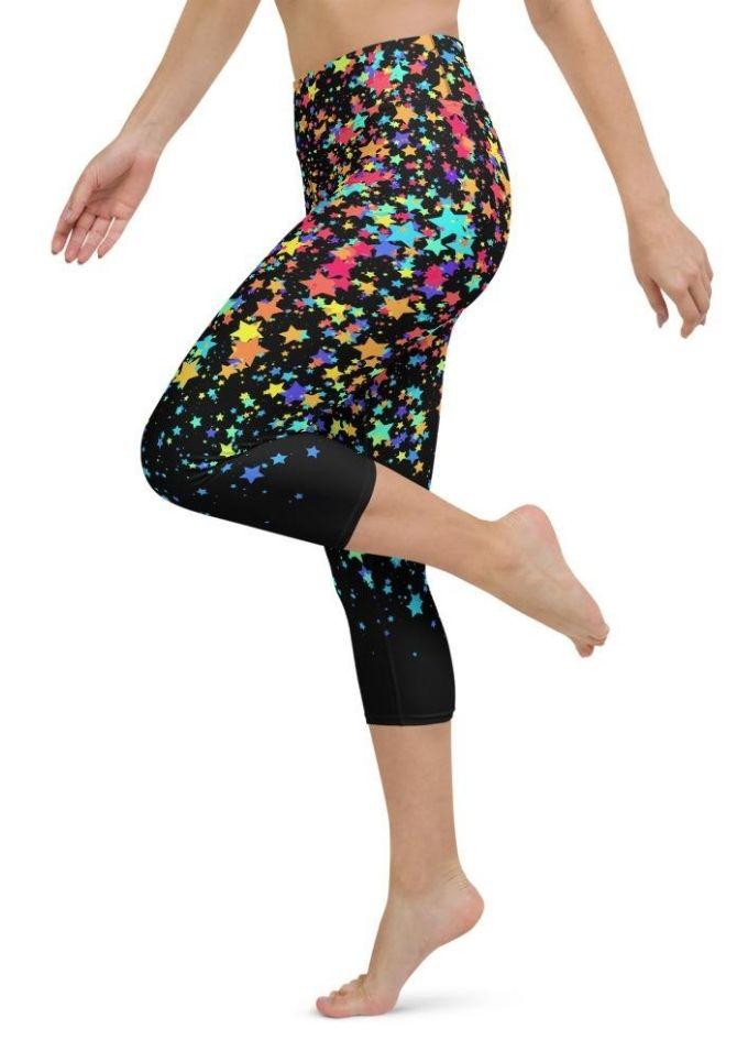 Colorful Gradient Stars Yoga Capris