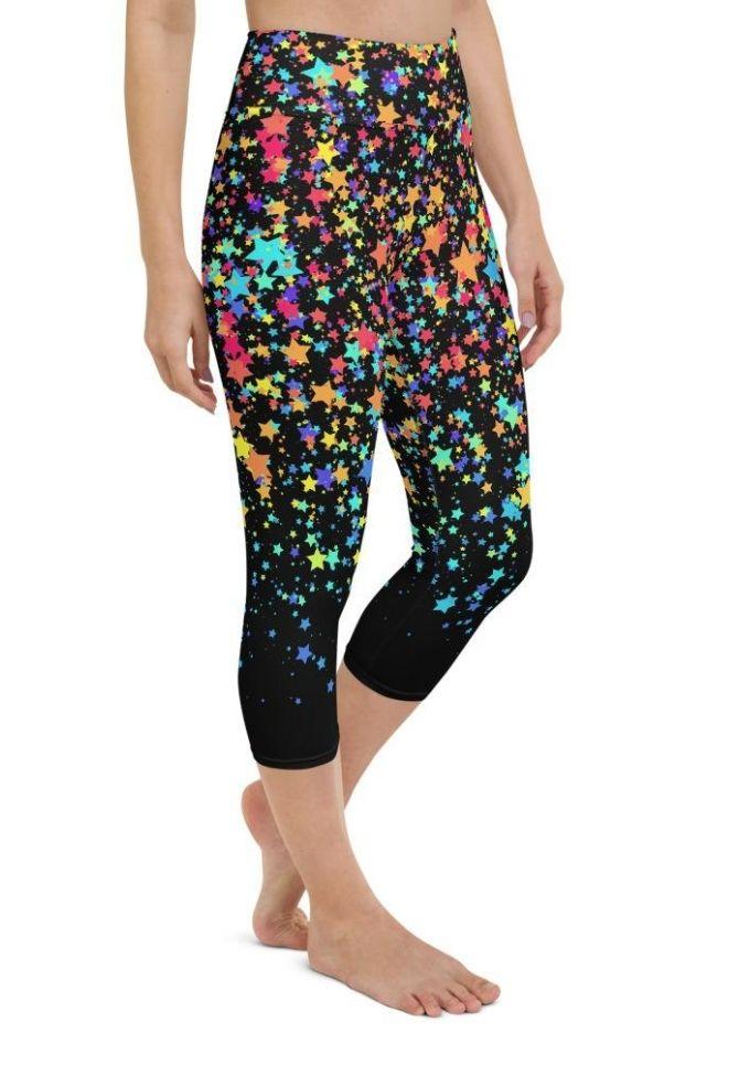 Colorful Gradient Stars Yoga Capris