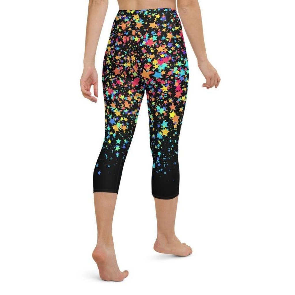 Colorful Gradient Stars Yoga Capris