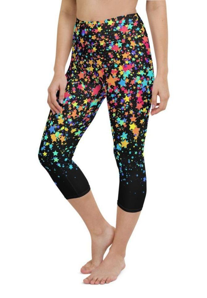 Colorful Gradient Stars Yoga Capris