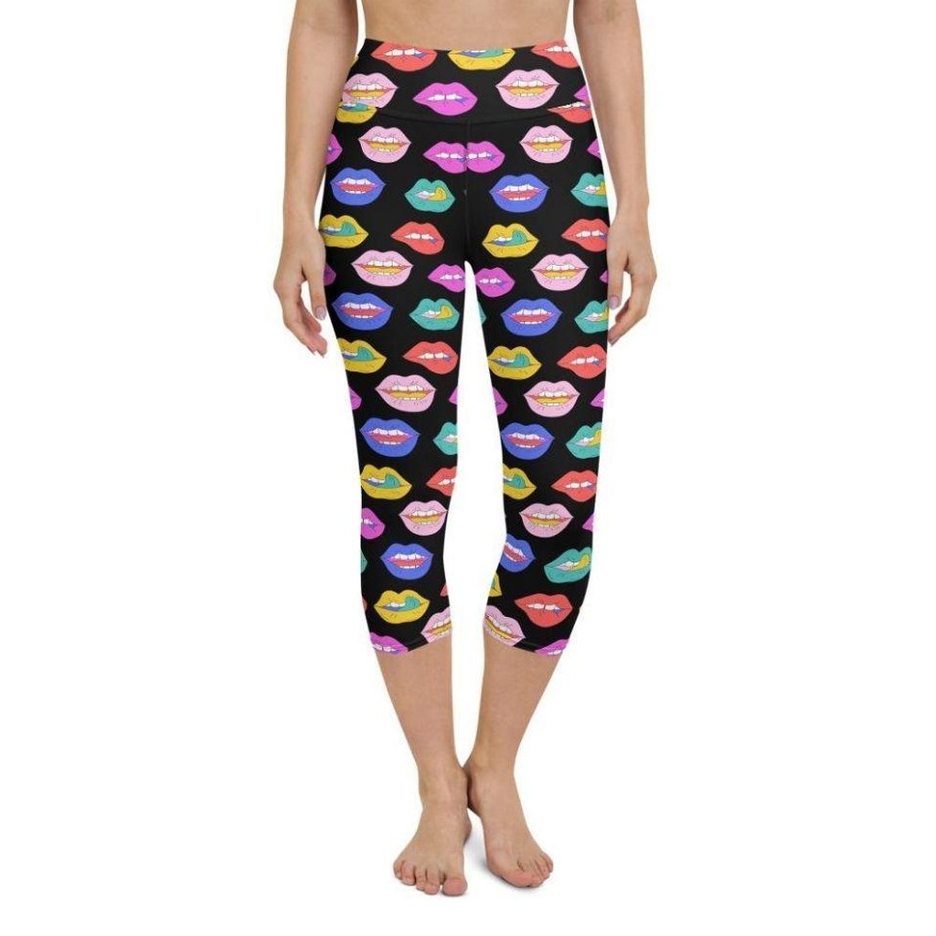 Colorful Lips Yoga Capris