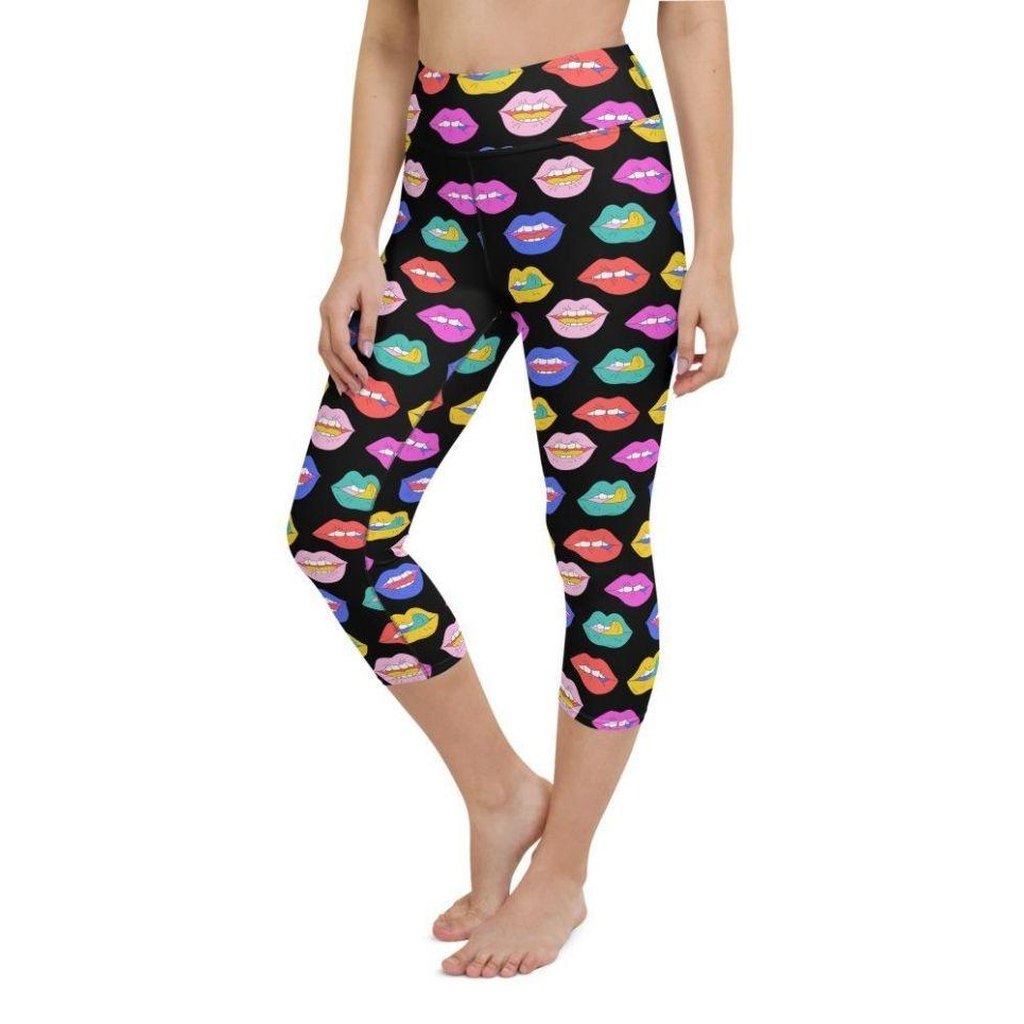 Colorful Lips Yoga Capris
