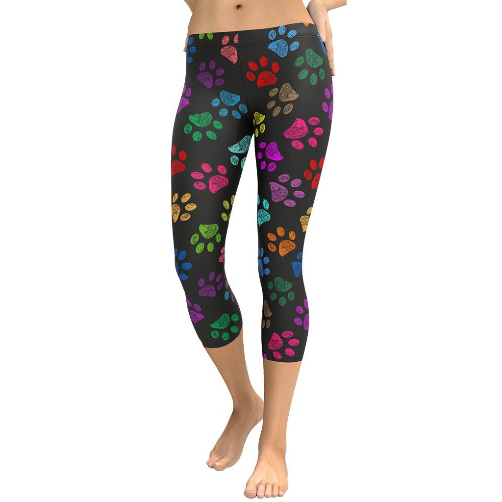 Colorful Paw Pattern Capris