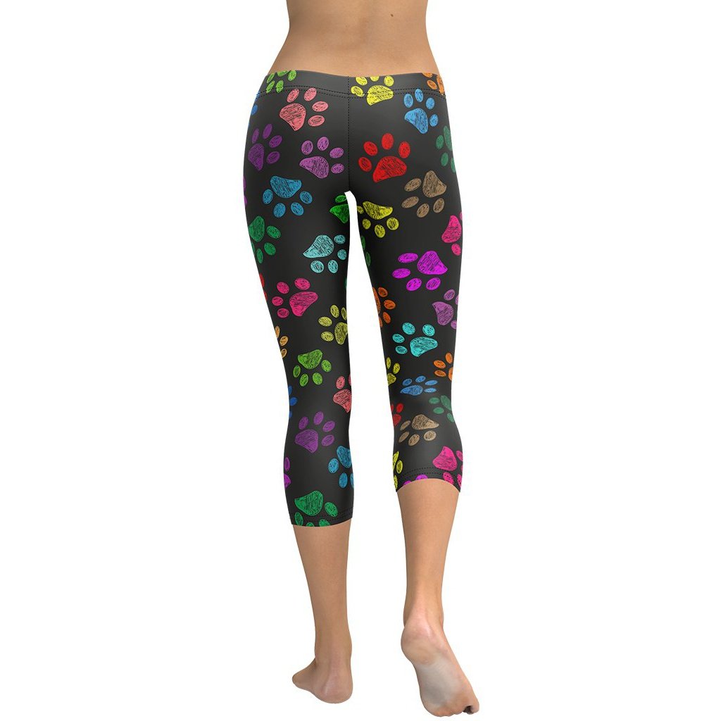 Colorful Paw Pattern Capris